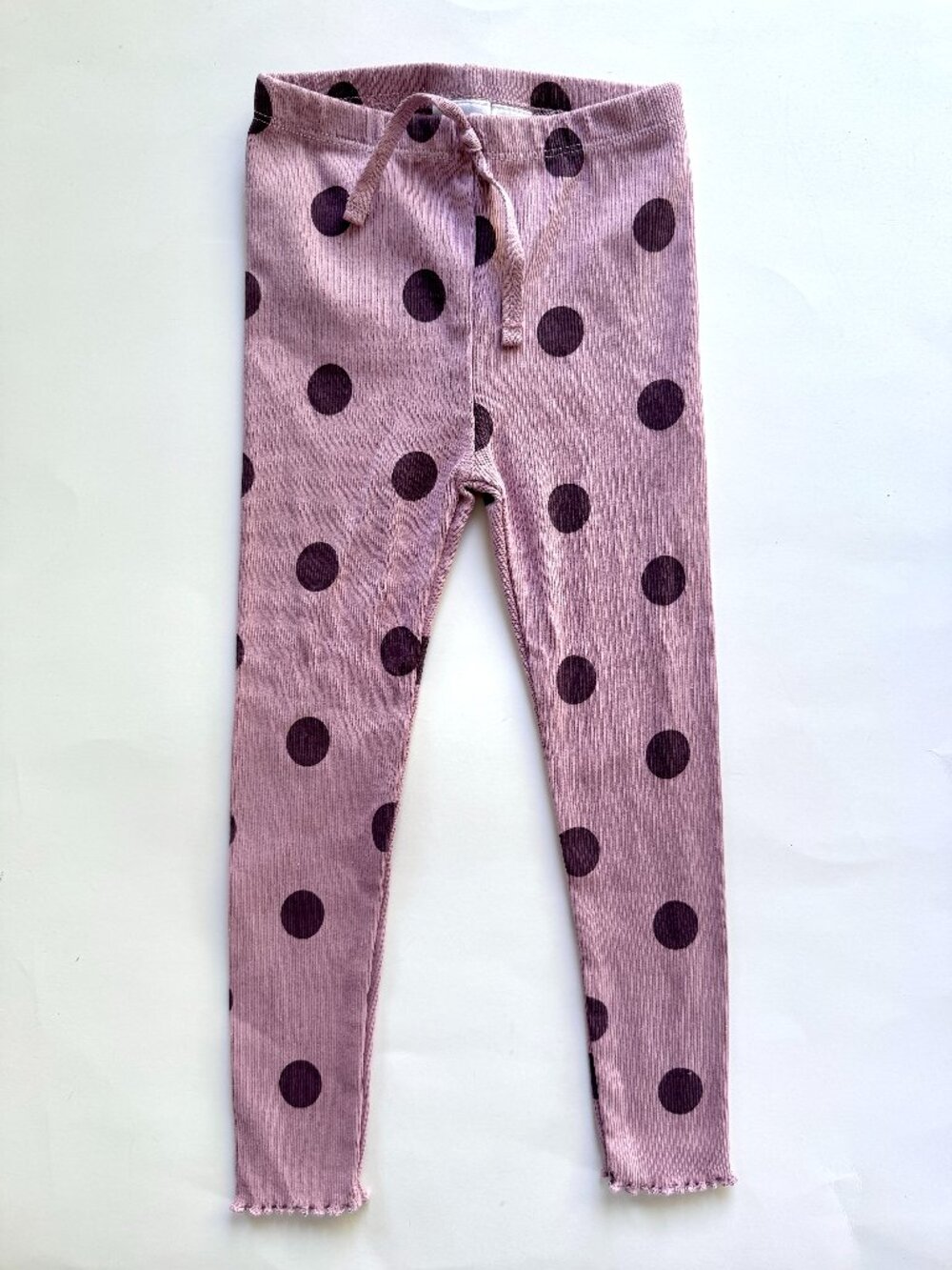 Zara Girls Ribbed Polka Dot Leggings Mauve 3-4Y